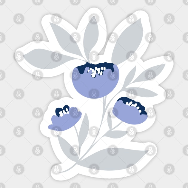 Periwinkle blue peony flower Sticker by Jennifer Ladd